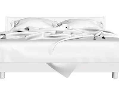 Yellow and grey bed linen 3D model