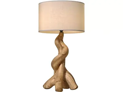Rustic Wooden Table Lamp Sculptural Design Scandinavian Tree  3D model