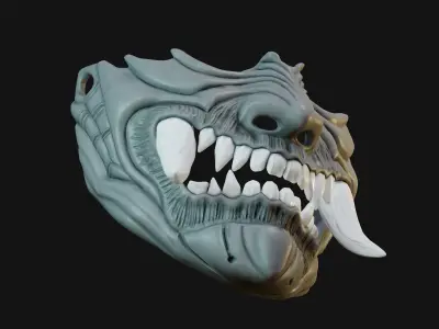 WEARABLE ONI MASK 14 DEMON HALF FACE FANG 3D print model