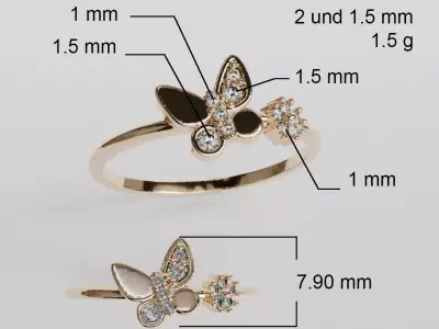 butterfly ring 3D print model