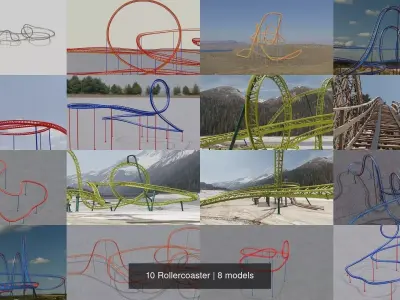 10 Rollercoaster 3D Model Collection