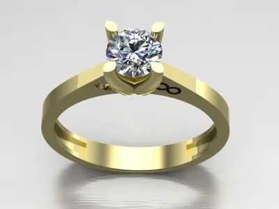 Diamond Engagement Gold Ring  Free 3D print model