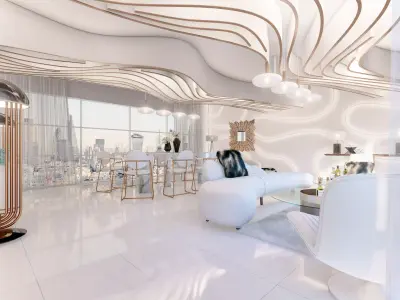 luxury dining room living 3D model