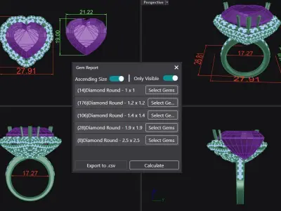 Rings Gem Hart 80 3D print model