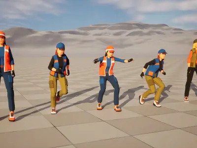 Girl in vest low-poly stylized Low-poly 3D model