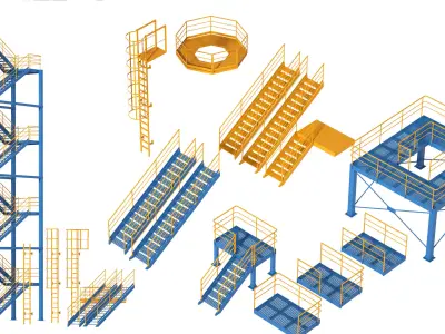 Industrial stair and platforms 3D model