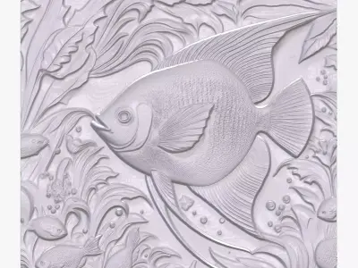 AngelFish 8 basrelief for 3D printing 3D print model