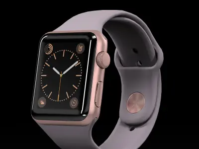 Apple Watch Rose Gold Aluminum Case Lavender Sport Band Low-poly 3D model