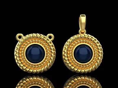 Round cabochon pendant model 342 3D print model