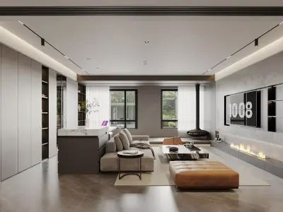 Modern living room dining room interior scenes 351 3D model