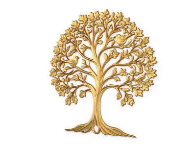 decor set wall panel wall tree relief mural CNC 45 3D model