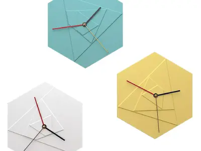 Modern geometric wall clocks with pastel colors Free 3D model