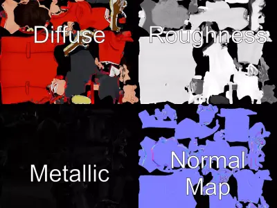 Chic Red Coat Character model pack Low-poly 3D model