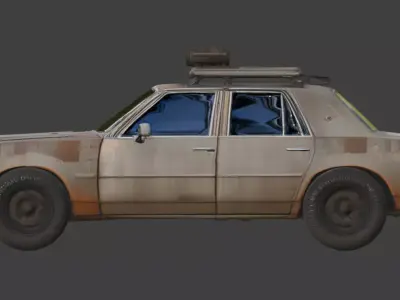Wasteland Weathered Sedan 3D Model Low-poly 3D model