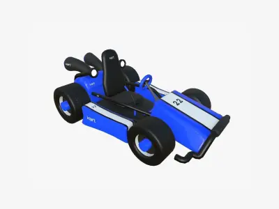Cartoon Kart I02 Blue - Vehicle Racing Design Low-poly 3D model