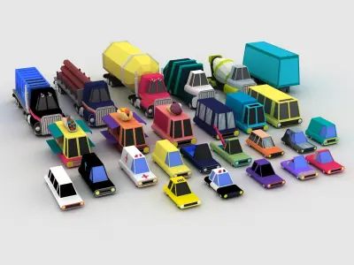 Vehicles Low Poly Pack Low-poly 3D model