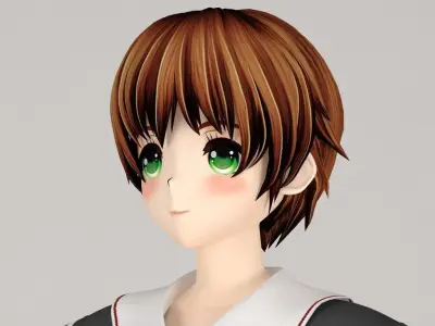 T pose nonriged model of Hinata anime girl  3D model