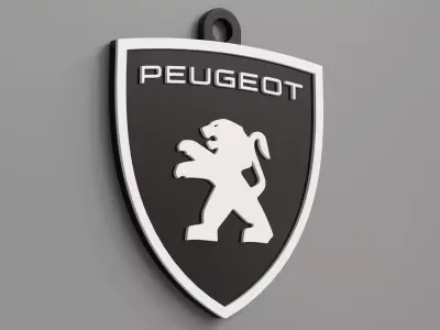 Peugeot logo key ring 02 3D print model