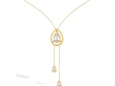 Luxury Pear Drop Double Chain Necklace CAD Design 3DM STL 3D print model