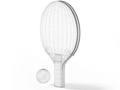 Table Tennis Racket and Ball 3D model