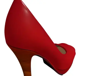 Red High Heel Platform Shoe Low-poly 3D model