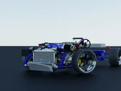 Nissan 240sx Tuned Suspension Rigged 3D model