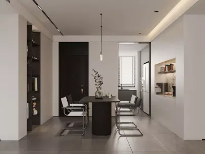 Modern living room dining room interior scenes 485 3D model