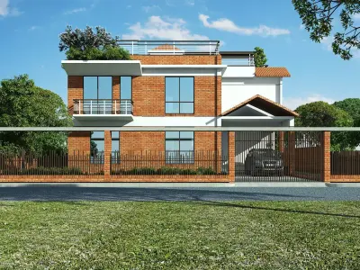 Modern Duplex Exterior Design 3D model