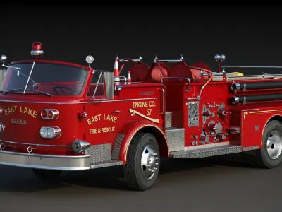 Fire truck American La France 900 Fire Engine Low-poly 3D model