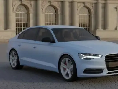 Realistic Modern Sedan Car  Low-poly 3D model