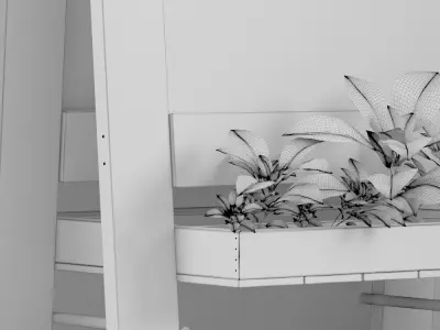 chalk board 05  with plants 3D model