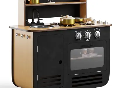 Modern Chef Large Wooden Kitchen Playset 3D model