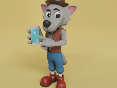 Cartoon Biped Wolf 3D model