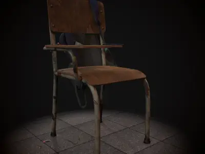 Wooden chair old Low-poly 3D model 3D model