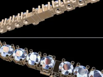 Diamond Tennis Bracelet 4MM 3D print model