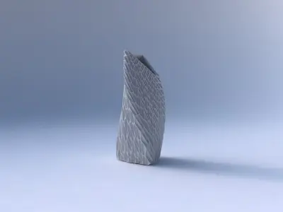 Vase twist tipped triangle with wavy grid piramides 3D print model