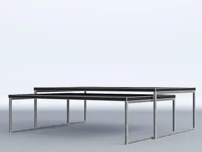 Double Coffee Table Wood 3D model