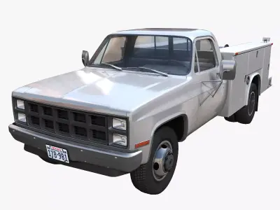 80s Service Truck Low-poly 3D model
