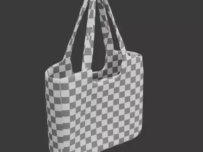 Black Ribbed Glossy Tote Bag 3D model