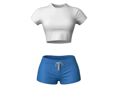 Shirt and Shorts Female Low-poly 3D model