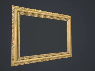 Golden Picture Frames Set Low-poly 3D model