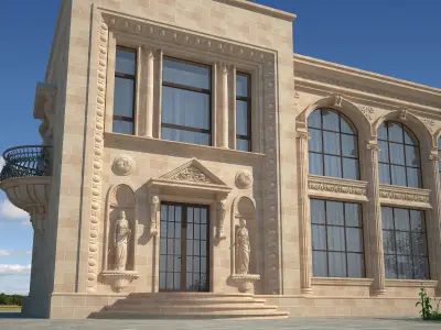 Building with car 3D model