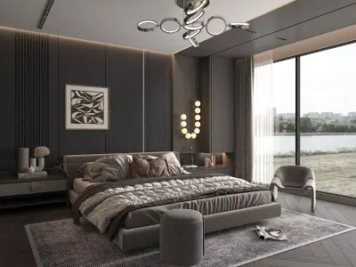 Modern Bedroom Scene 48 3D model