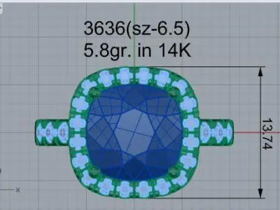 Square Halo Ring 3636 3D print model
