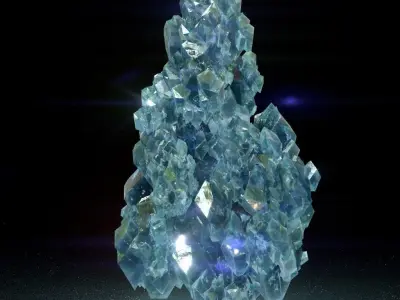 Low Poly Blue Crystal Gemstone Pack 200112 Low-poly 3D model