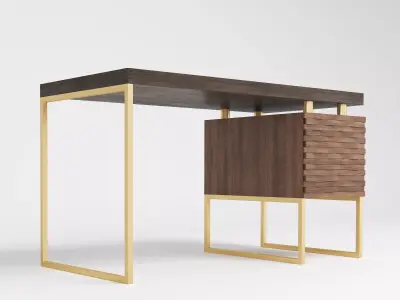 Modern Wavy Cover Wooden Luxury Desk 3D model