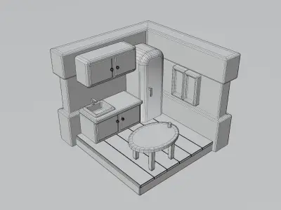 Kitchen in the House ART Free low-poly 3D model