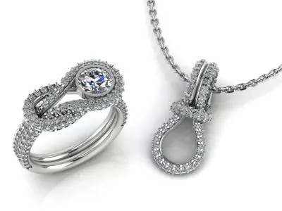 Jewelery Set Ring Earring  HK-045 3D print model