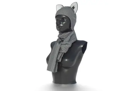 HAT WITH SCARF Low-poly 3D model