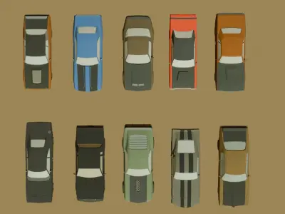 LowPoly Muscle cars Low-poly 3D model
